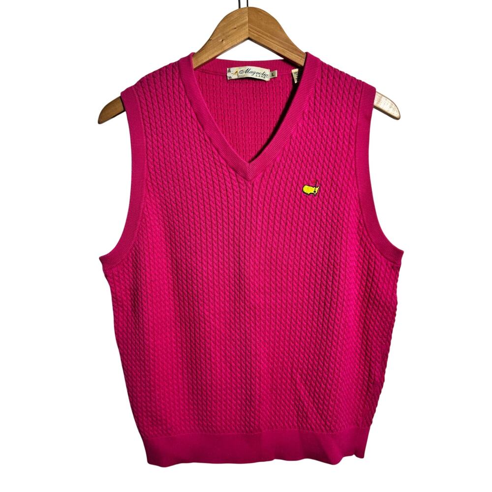 Masters Tournament Magnolia Lane Pima Cotton Sweater Vest L Prep Golf Old Money